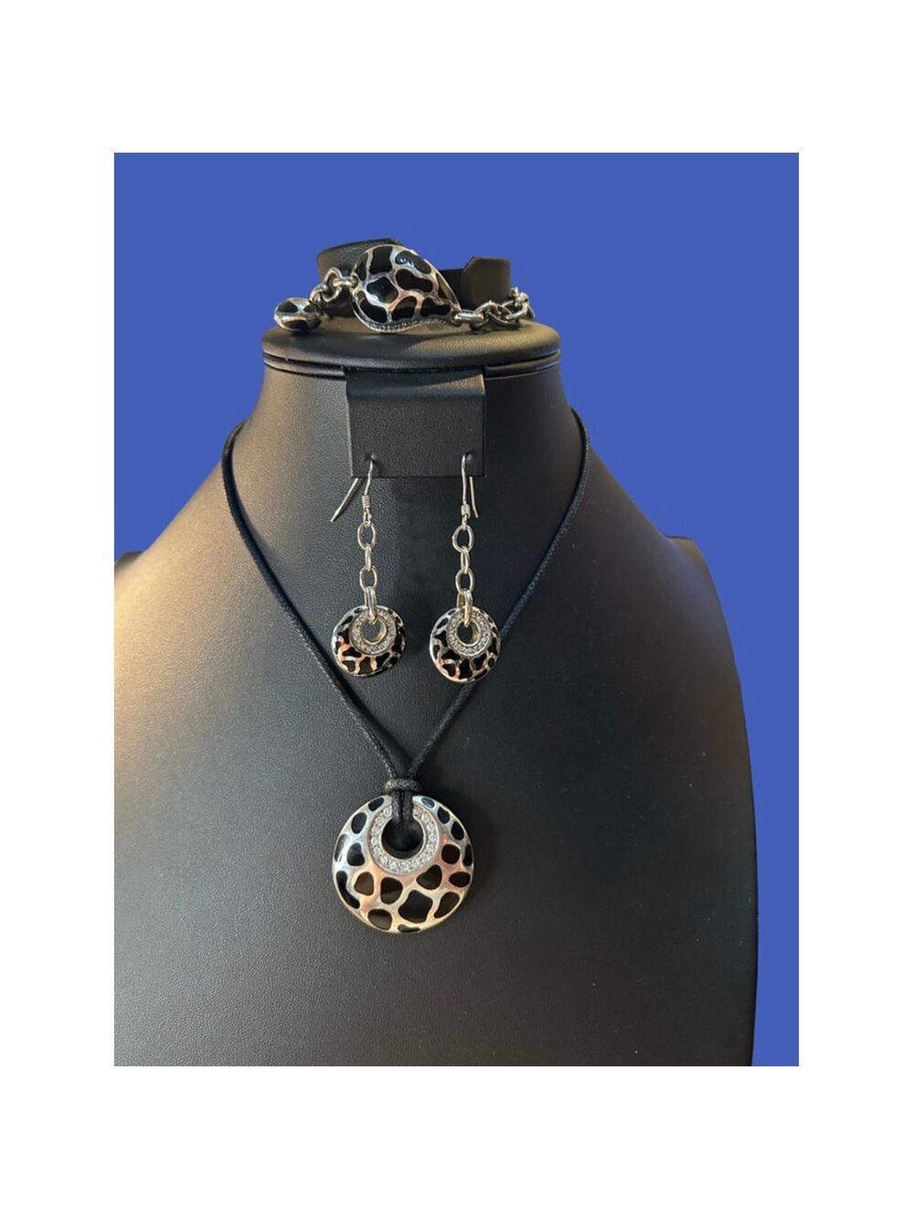 Women's Voreno Matiz Black Silver Animal Print Rhinestone Jewelry Set